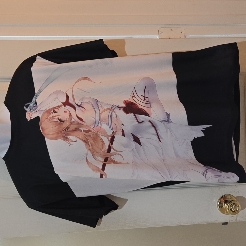 Asuna Yuuki Sword Art Online Tshirt Knighrs Of The Blood Short Sleeve Black